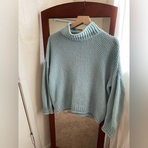 Vintage Sky Blue Hand Knit Chunky Sweater